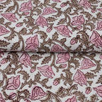 Pressed Petals White Linen Fabric by the Yard