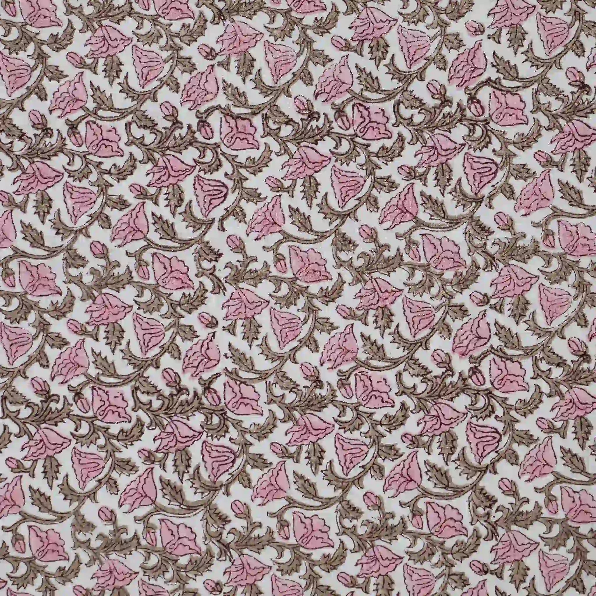 Pressed Petals White Linen Fabric by the Yard