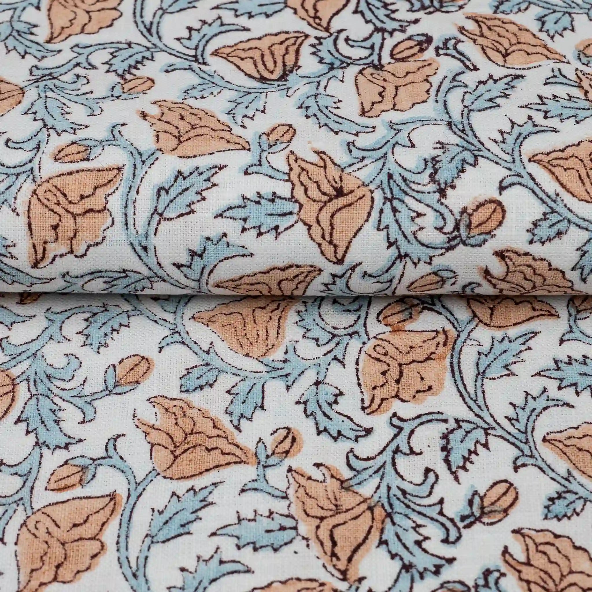 Pressed Petals White Linen Fabric by the Yard