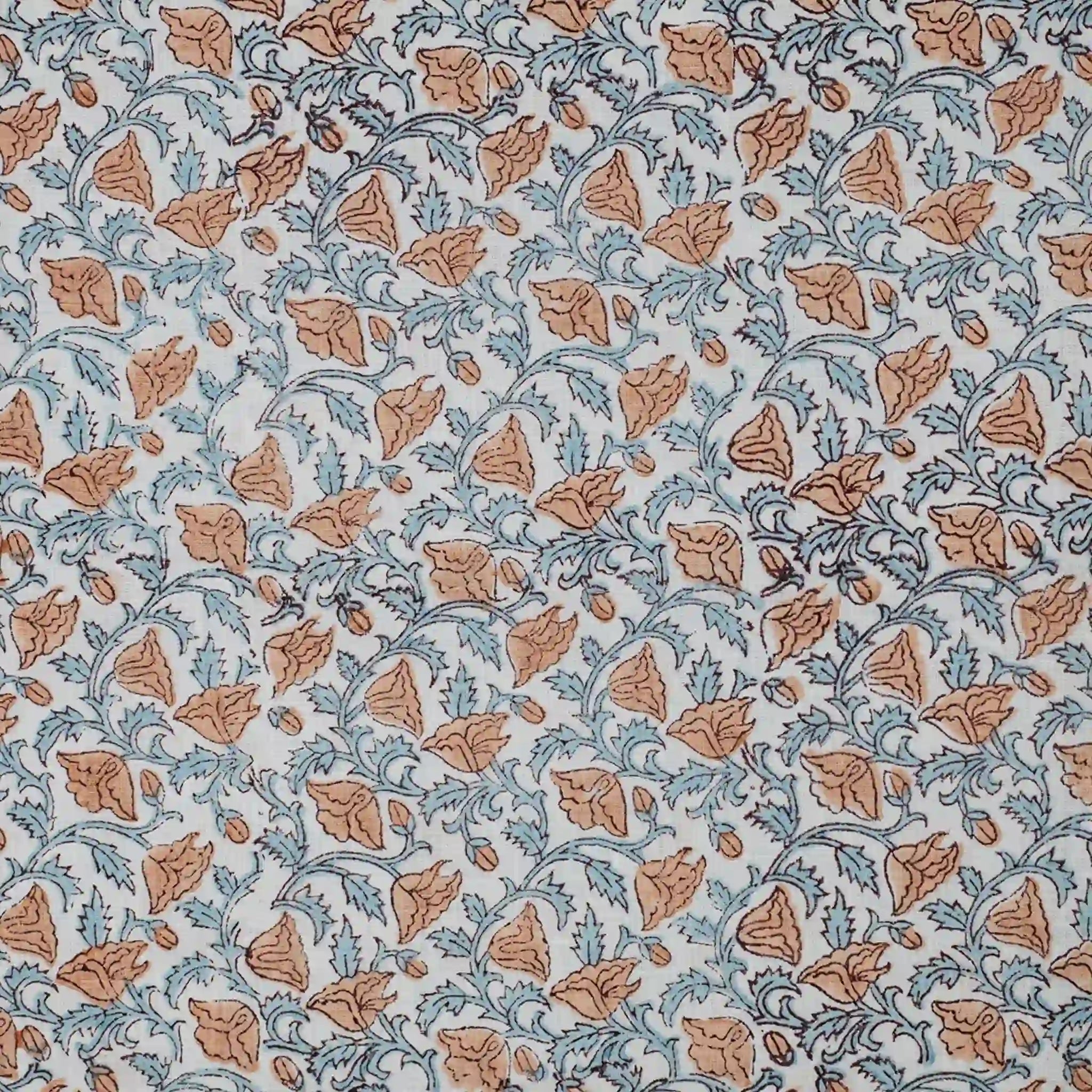 Pressed Petals White Linen Fabric by the Yard