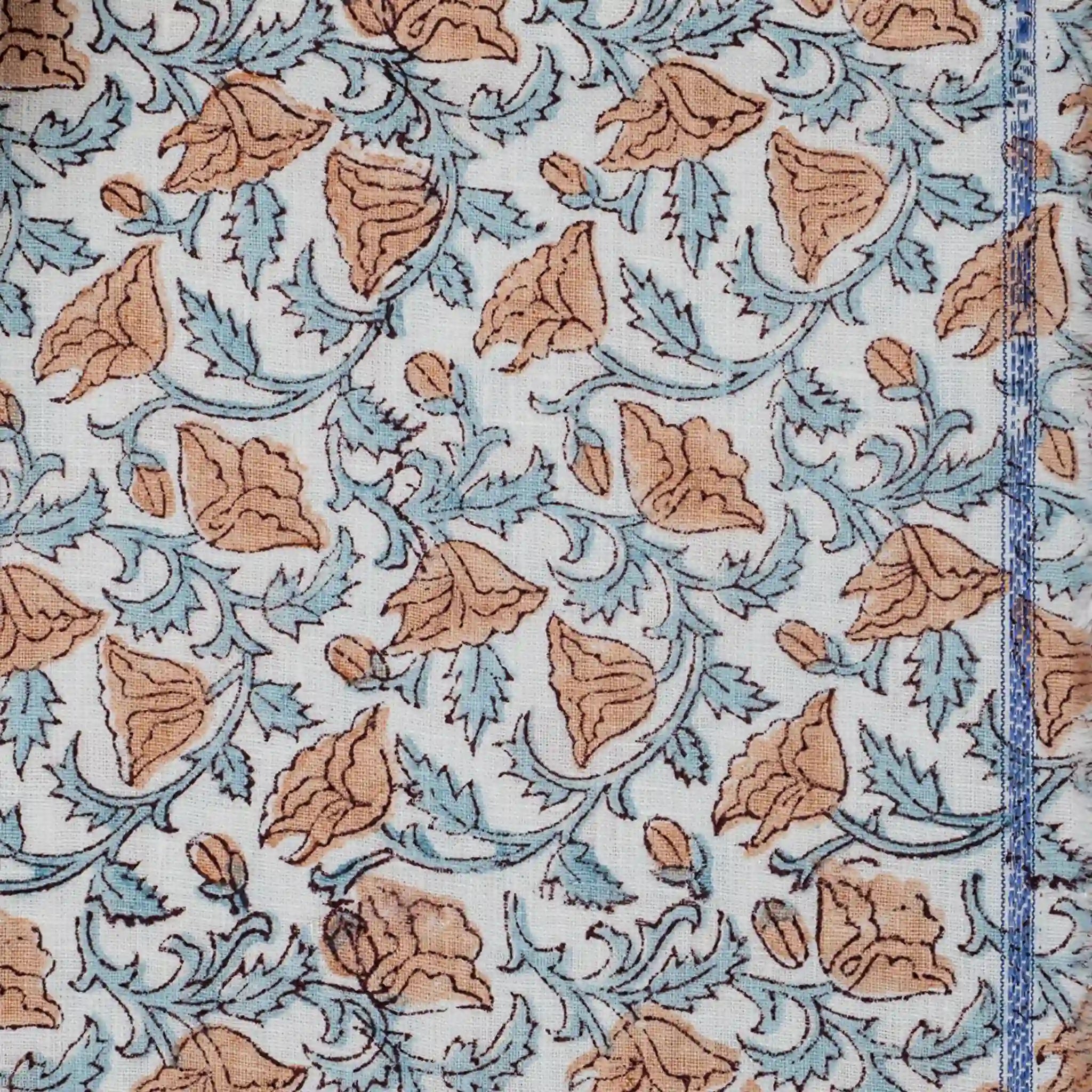 Pressed Petals White Linen Fabric by the Yard