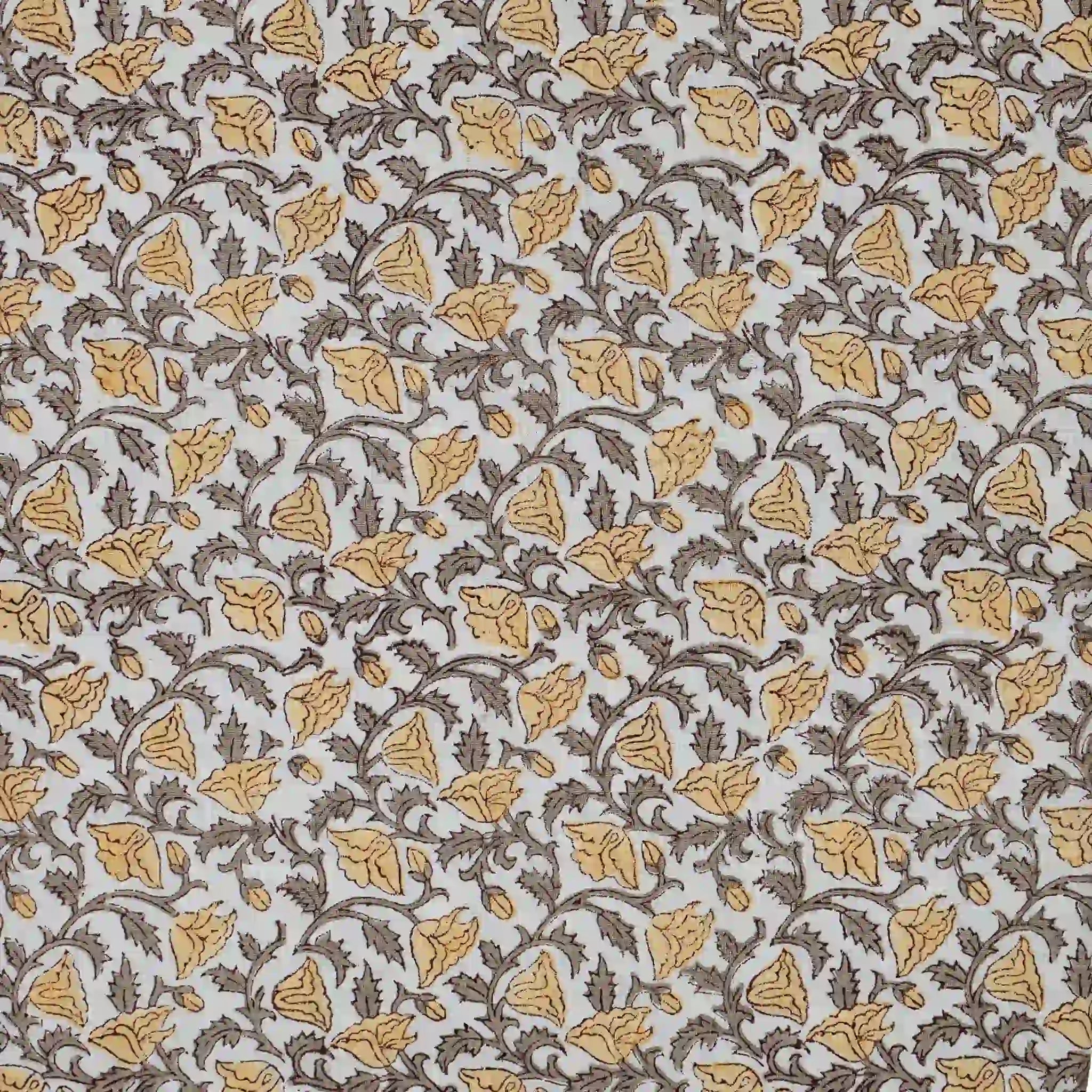 Pressed Petals White Linen Fabric by the Yard