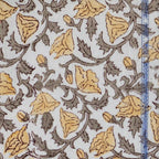 Pressed Petals White Linen Fabric by the Yard