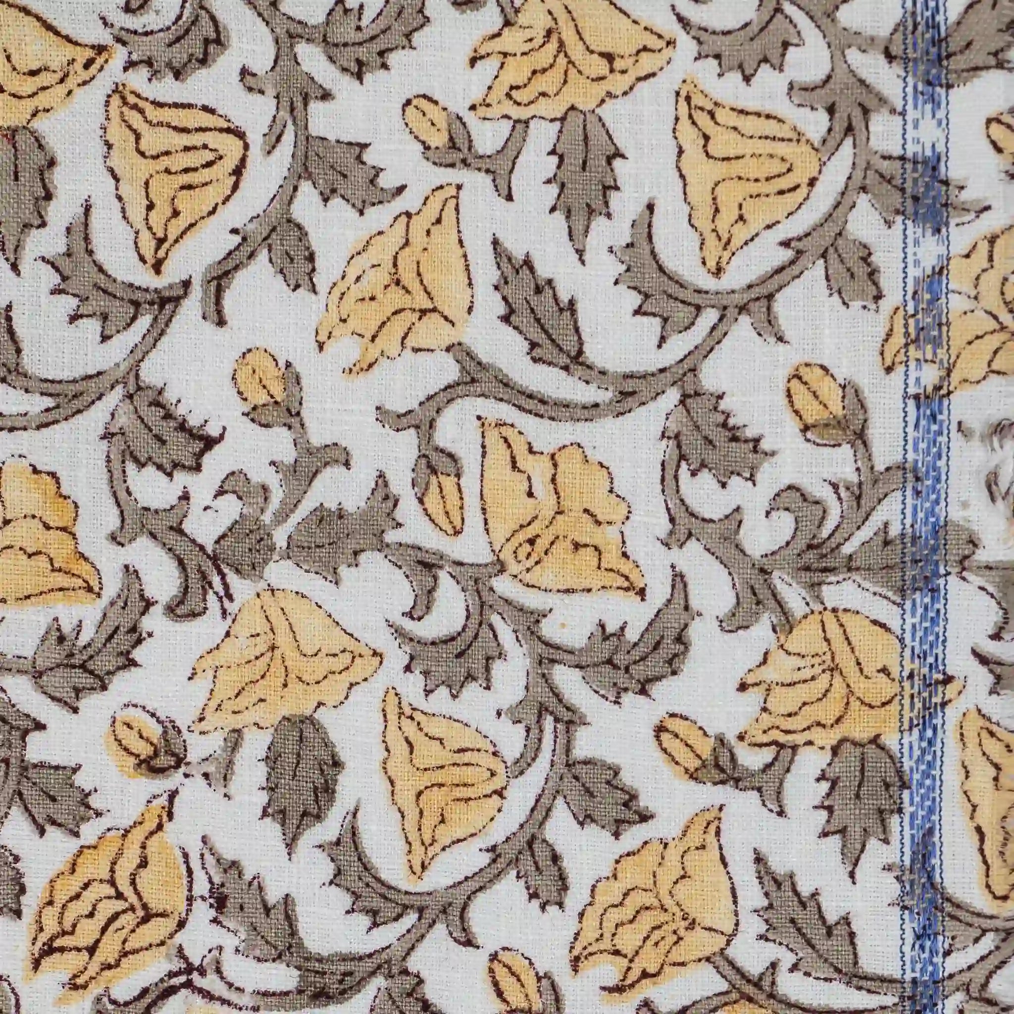 Pressed Petals White Linen Fabric by the Yard