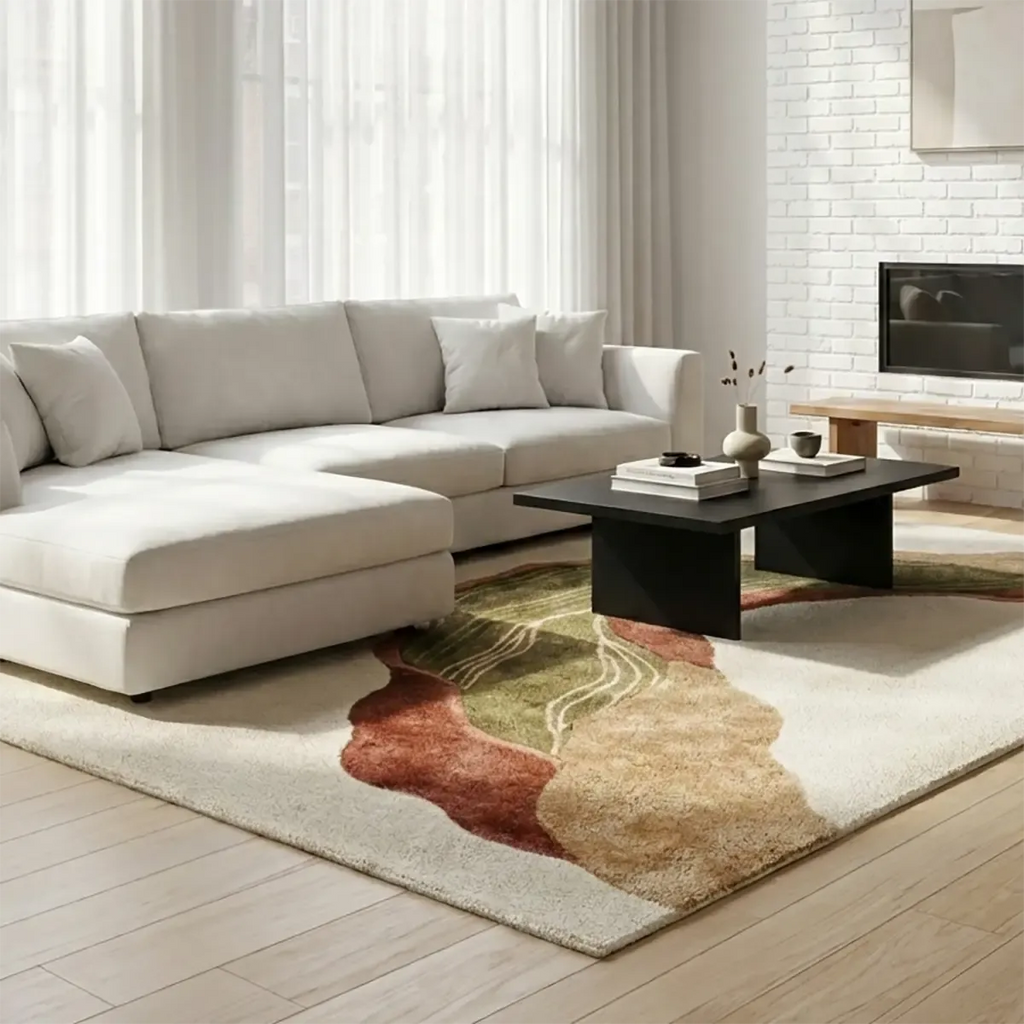 Threaded Rug Design Driftline Hand-Tufted Rug | Abstract Modern Wool & Viscose | Thread to ...