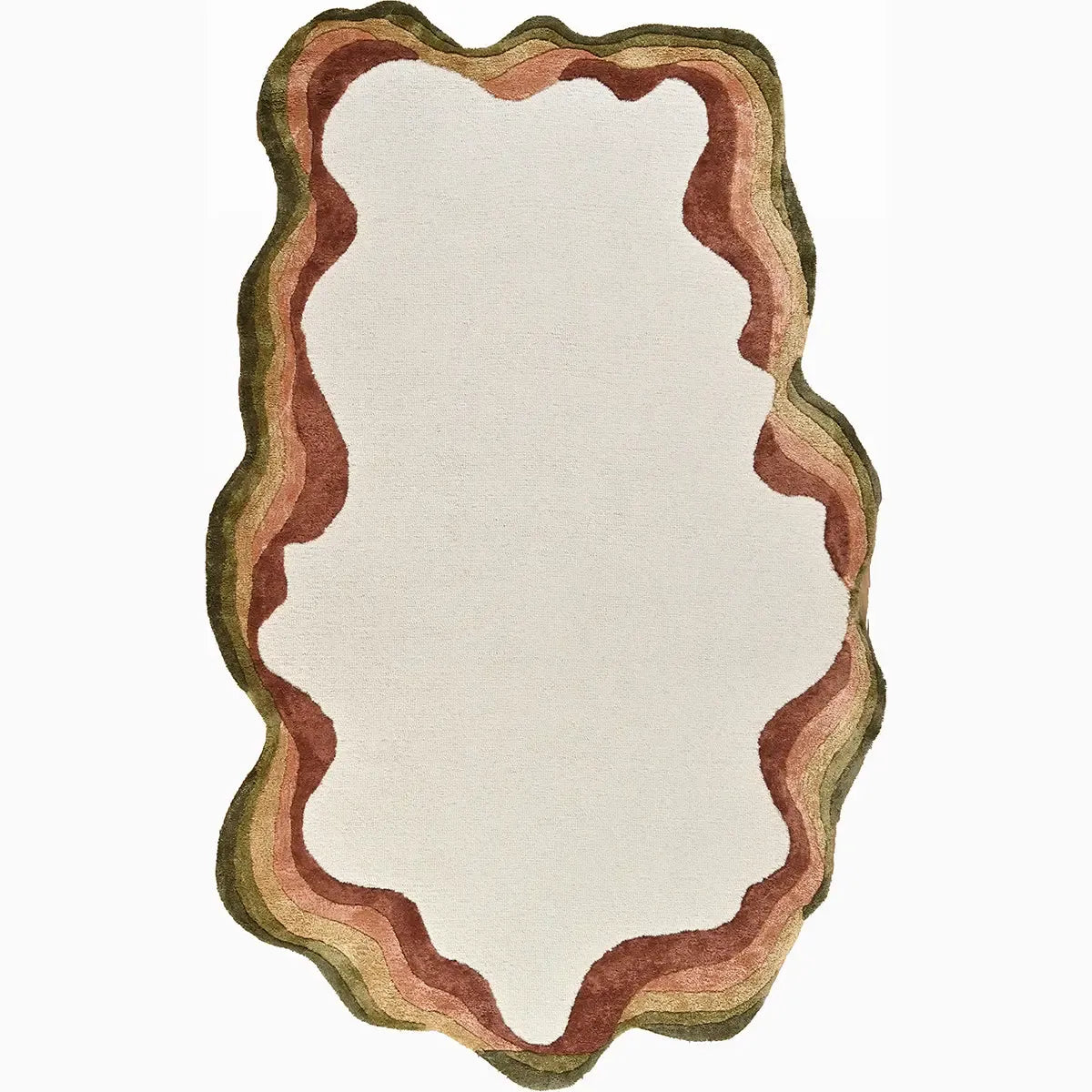 Irregular Hand Loomed Rug Hollow Irregular Hand-Tufted Rug | Abstract Modern White & Rust ...