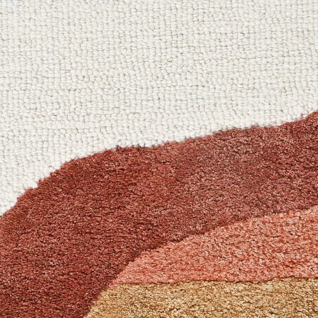 Irregular Hand Loomed Rug Hollow Irregular Hand-Tufted Rug | Abstract Modern White & Rust ...