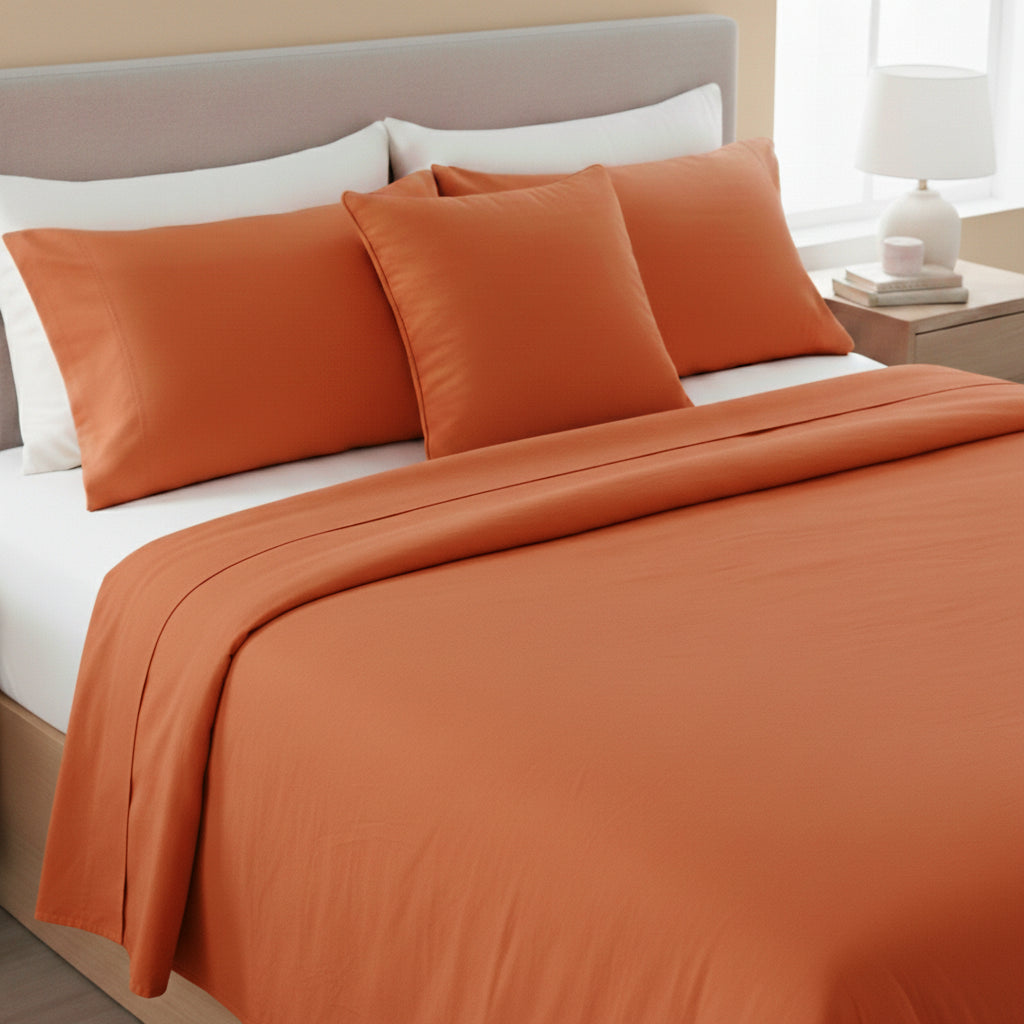 Rust Solid Bedsheet Set