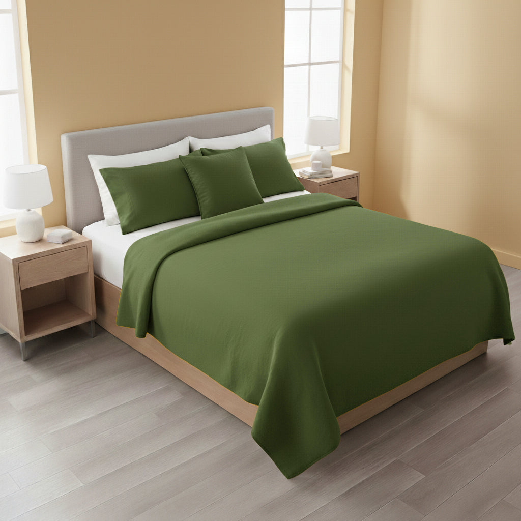 Woodland Green Solid Bedsheet Set