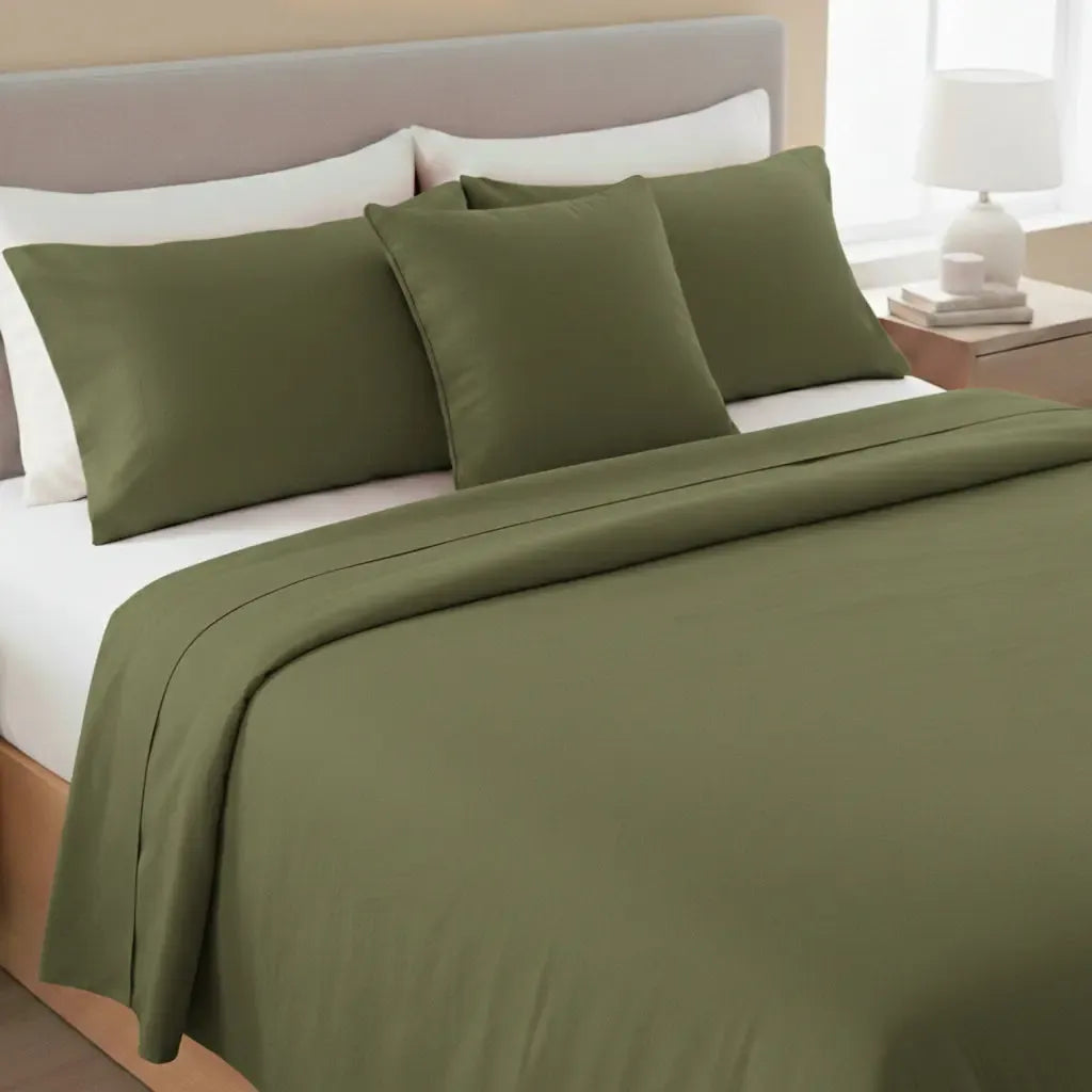 Vintage Sage Solid Bedsheet Set Bedsheet