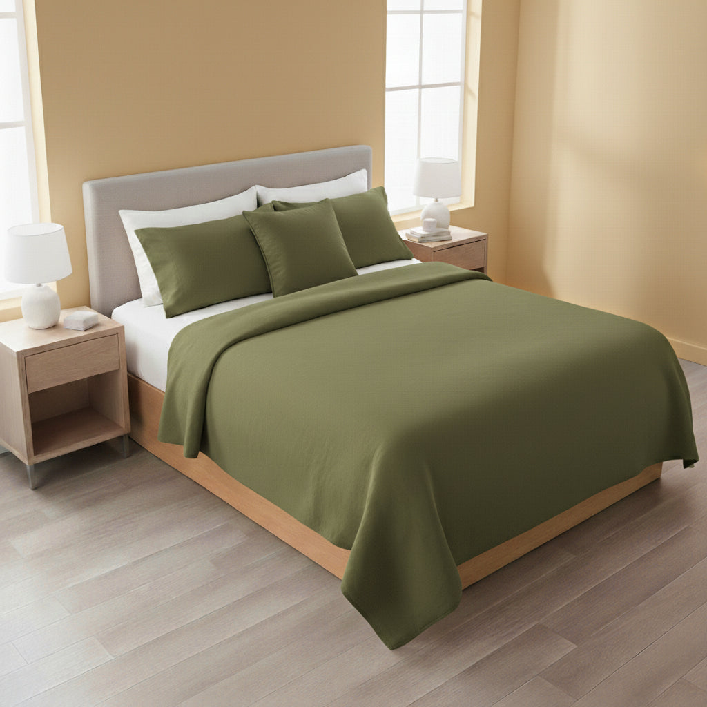 Vintage Sage Solid Bedsheet Set