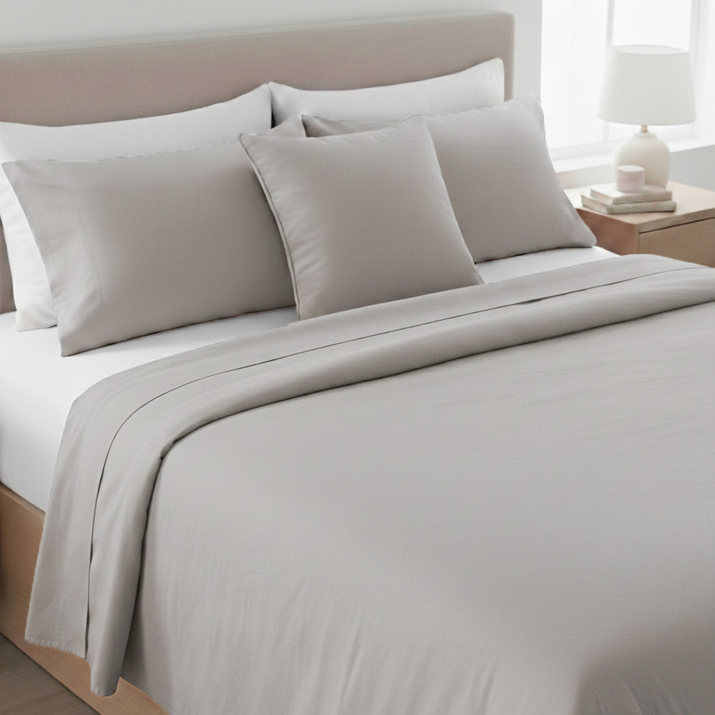 Oyster Gray Solid Bedsheet Set