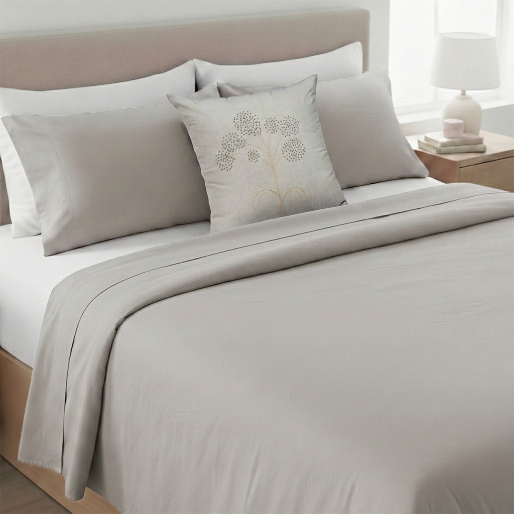 Oyster Gray Solid Bedsheet Set