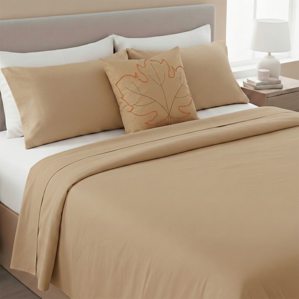 Tan Dust Solid Bedsheet Set