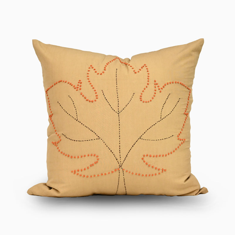 Tan Dust Embroidered Pillow Cover