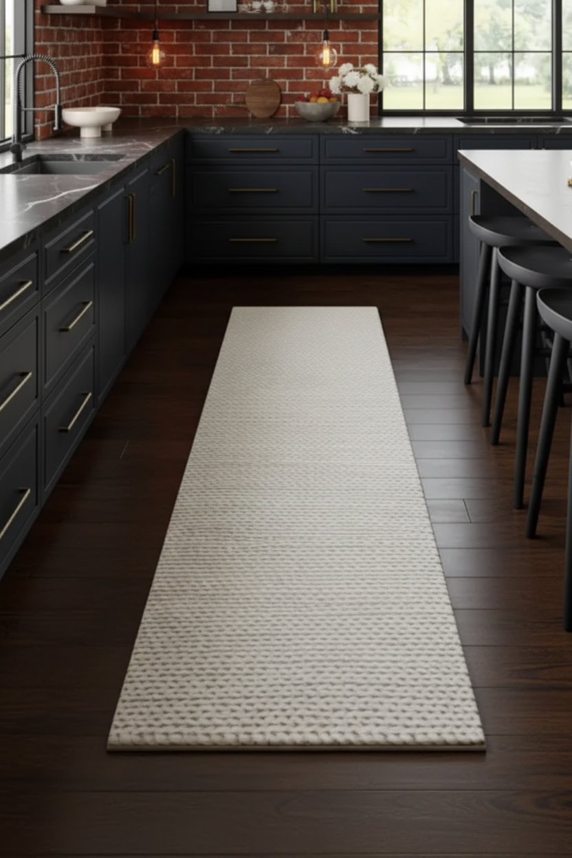 Ivory Soft Knit Wool Handwoven Runner 2'6" x 6'