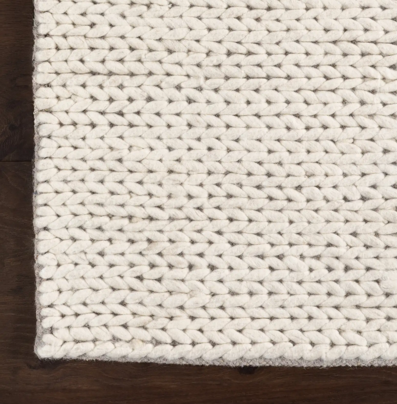 Ivory Soft Knit Wool Handwoven Runner 2'6" x 6'