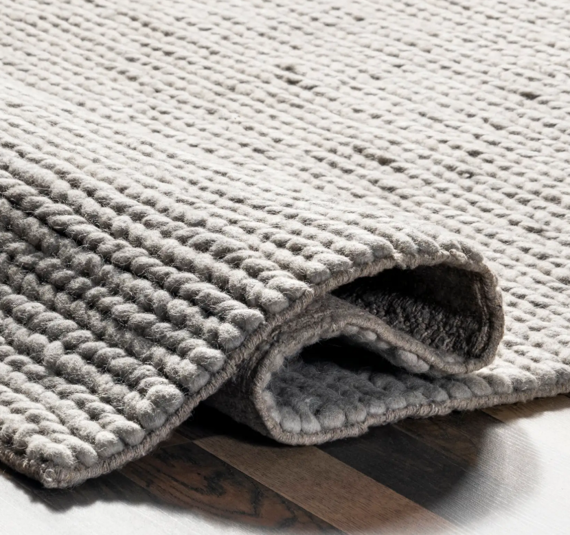 Gray Soft Knit Wool Handwoven Runner 2'6" x 8'