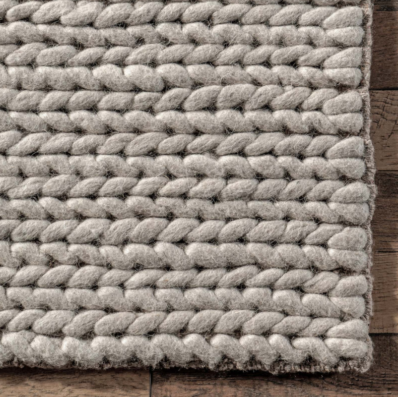 Gray Soft Knit Wool Handwoven Runner 2'6" x 8'