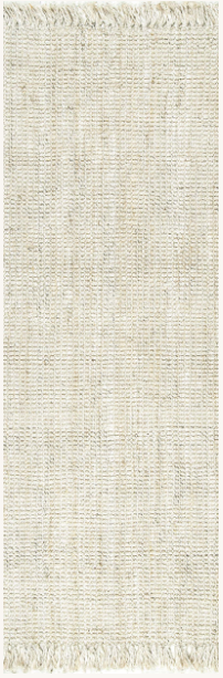 Ivory Jute Woven Flatweave Runner 2'6"x 8' with Tassels