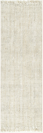 Ivory Jute Woven Flatweave Runner 2'6"x 8' with Tassels