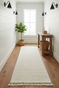 Ivory Jute Woven Flatweave Runner 2'6"x 8' with Tassels