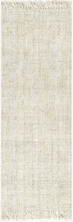Ivory Jute Woven Flatweave Runner 2'6"x 8' with Tassels