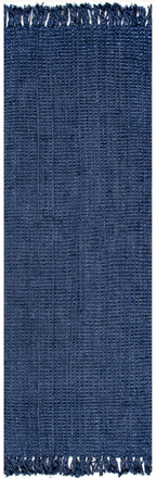 Navy Jute Woven Flatweave Runner 2'6"x 8' with Tassels