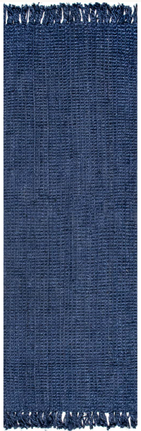 Navy Jute Woven Flatweave Runner 2'6"x 8' with Tassels