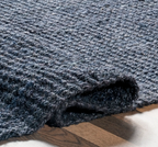 Navy Jute Woven Flatweave Runner 2'6"x 8' with Tassels