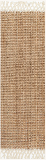 Natural Jute Woven Flatweave Runner 2'6"x 6' with Tassels