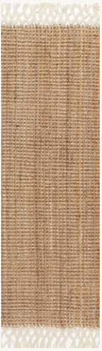 Natural Jute Woven Flatweave Runner 2'6"x 6' with Tassels