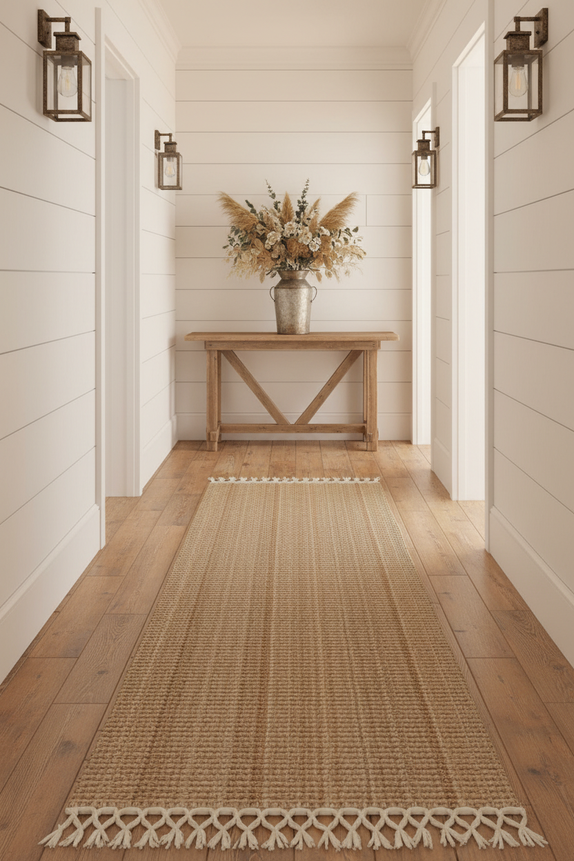 Natural Jute Woven Flatweave Runner 2'6"x 6' with Tassels