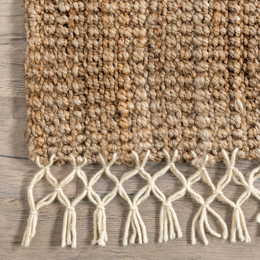 Natural Jute Woven Flatweave Runner 2'6"x 6' with Tassels