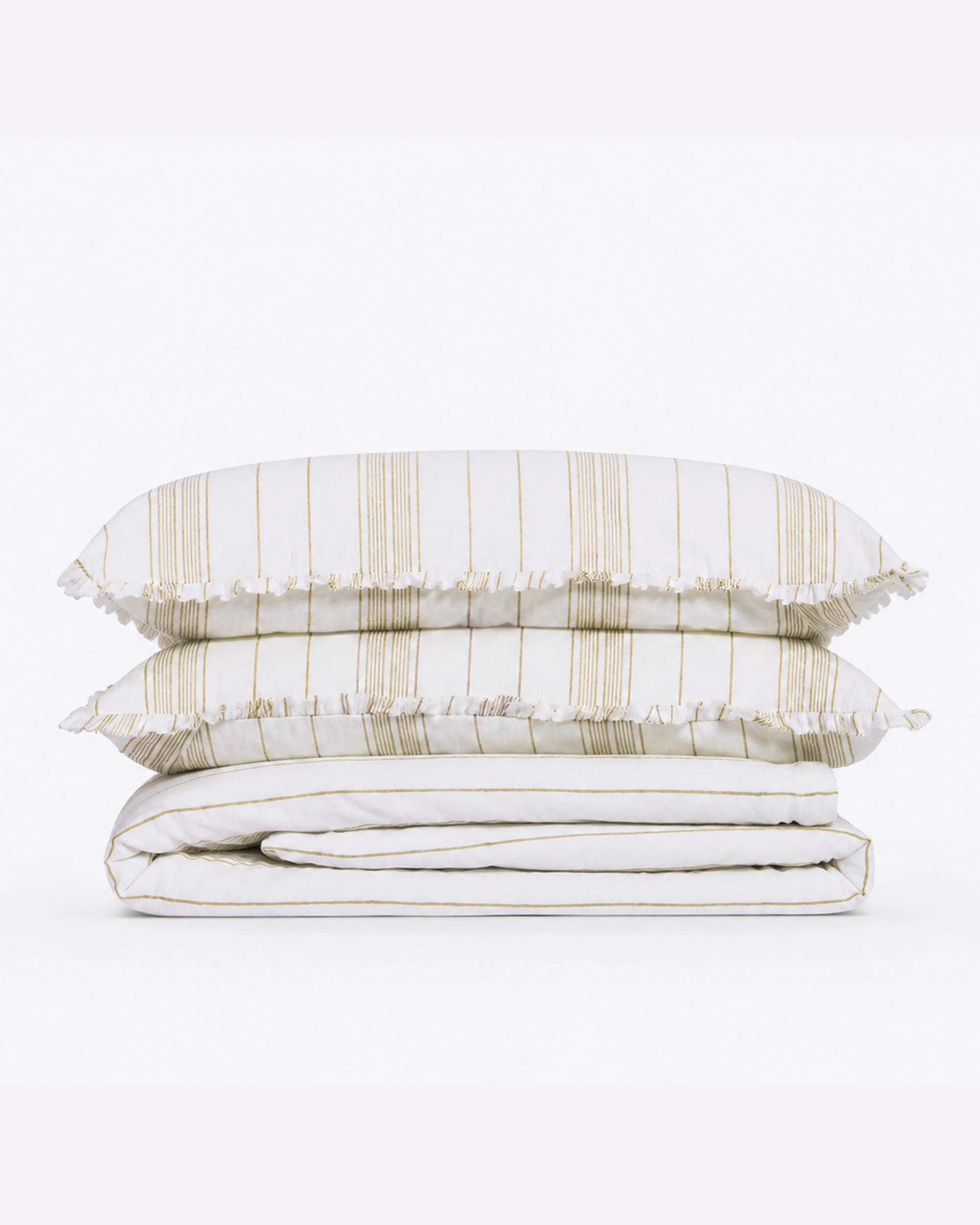 Claura Stripes Block Print Cotton Duvet Cover Set