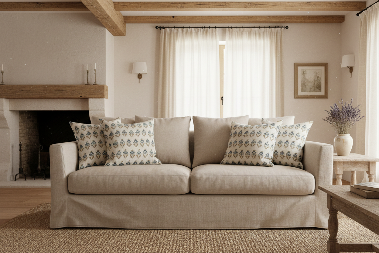 Silas Ditsy Prints Oat Pillow Cover