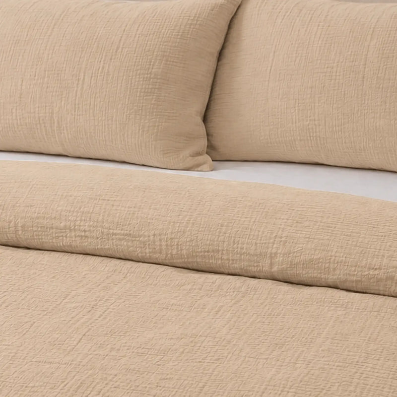 Stone solid cotton double gauze duvet cover set