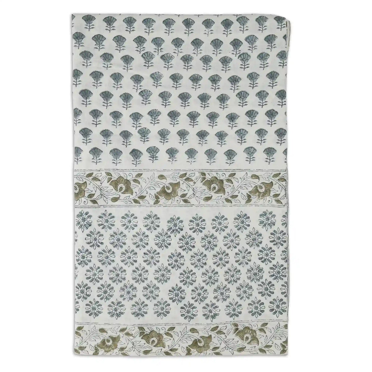 Amber Garden Ice Blue & Mustard Tablecloth