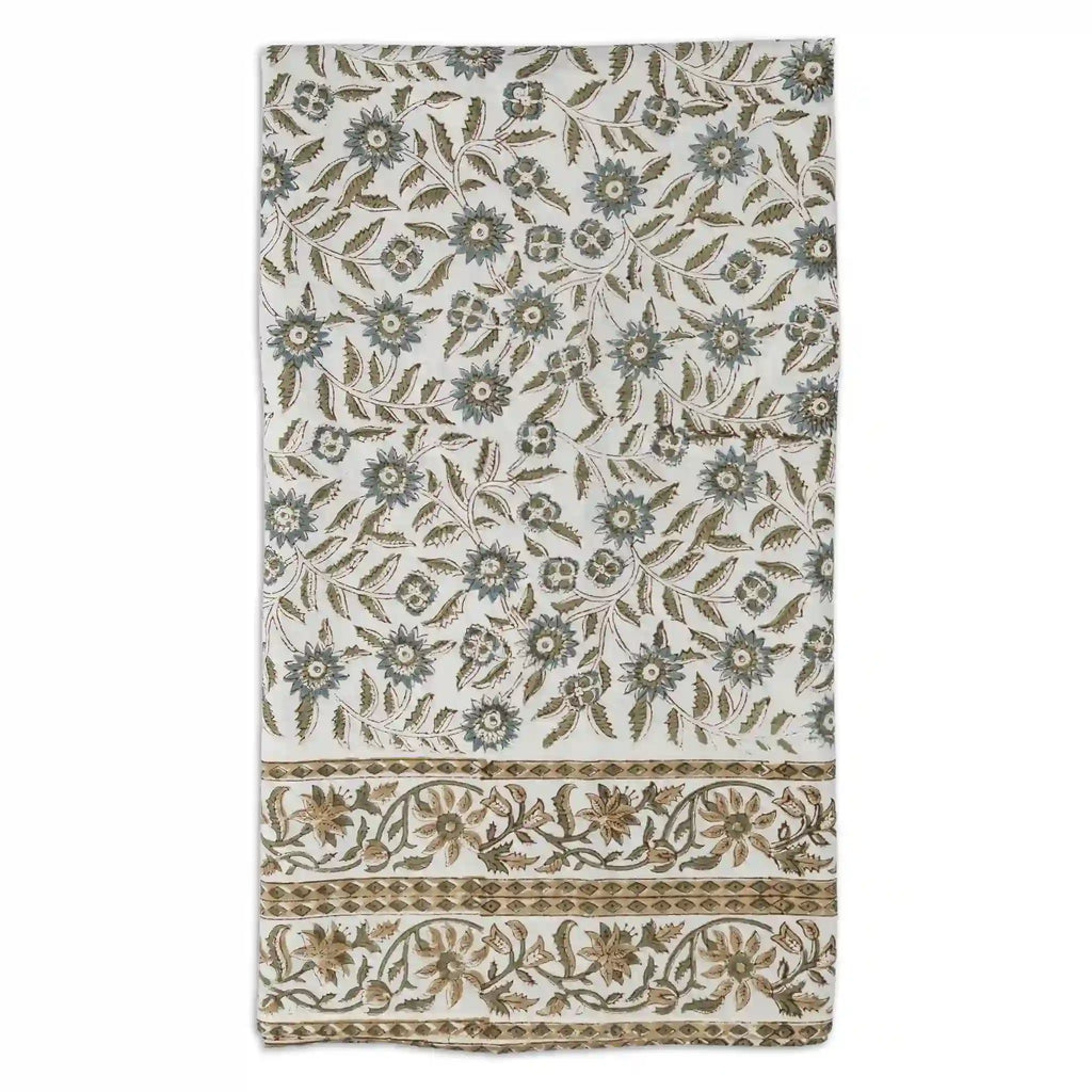 Willowmere Ice Blue & Brown Tablecloth