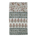 Florent Sage Green & Plum Wine Hand Block Printed Cotton Tablecloth