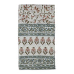 Florent Sage Green & Plum Wine Hand Block Printed Cotton Tablecloth