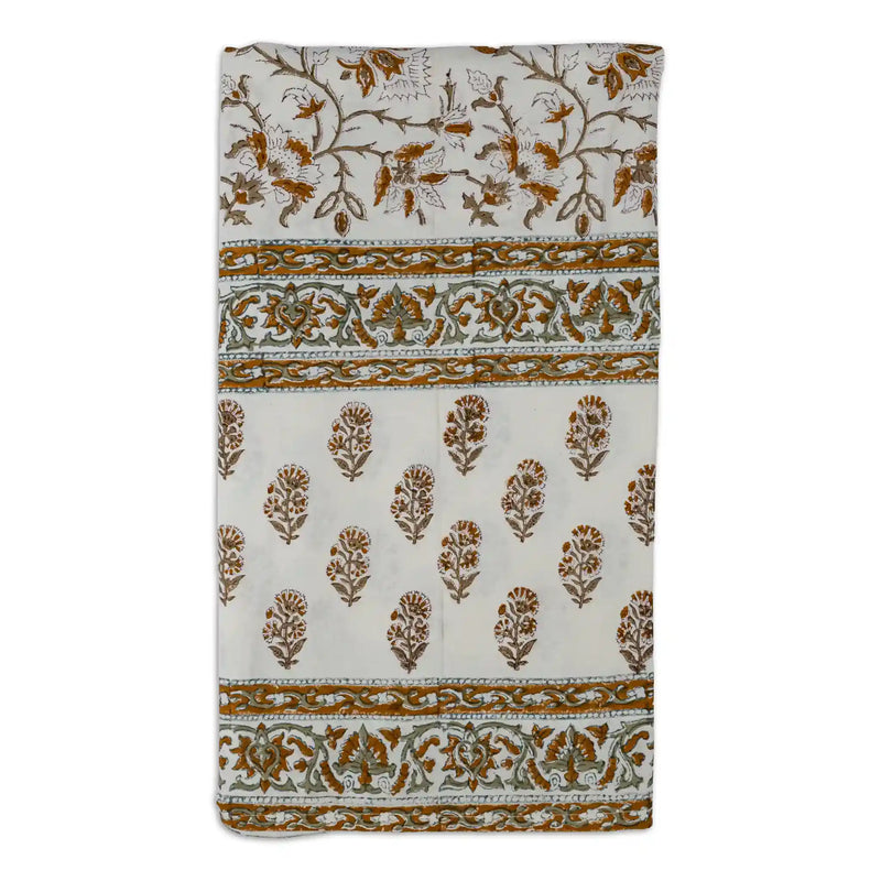 Montrose Mustard & Plum Wine Hand Block Printed Cotton Tablecloth