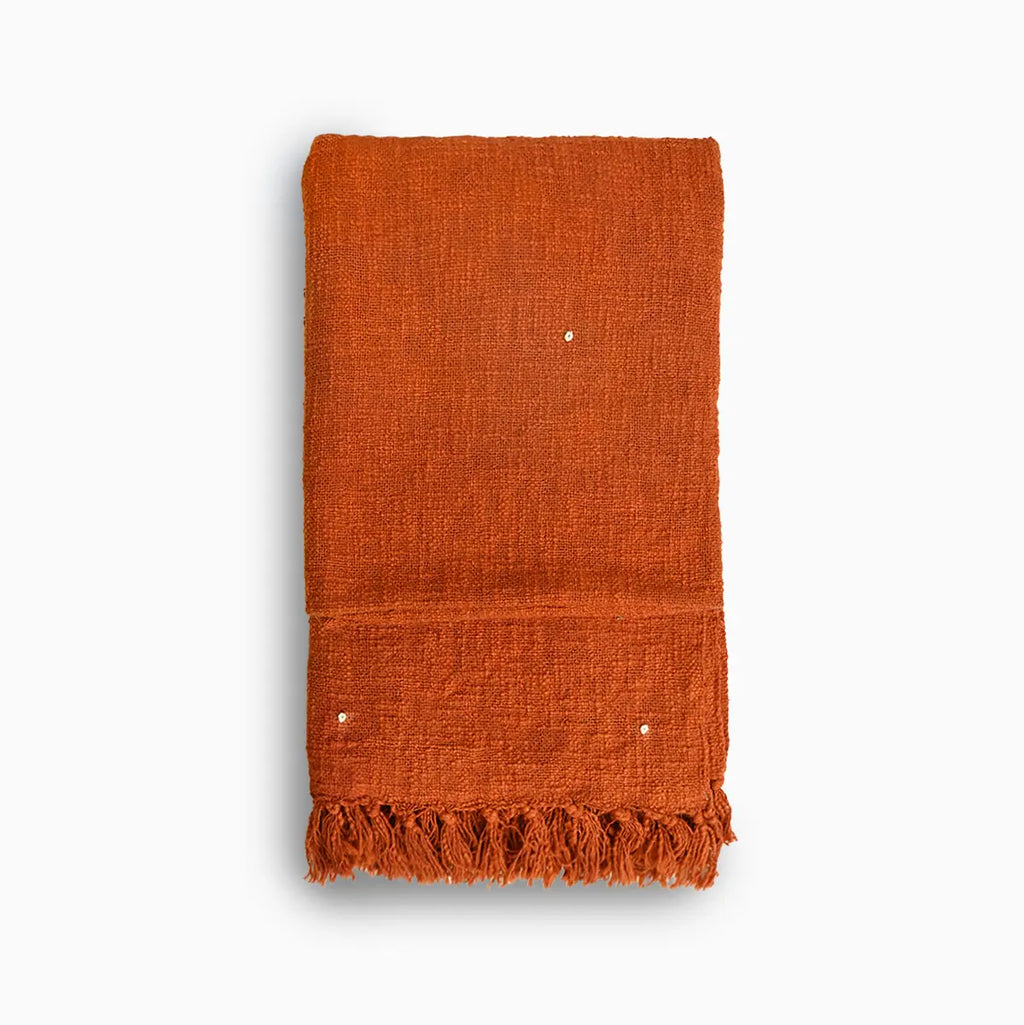 Rust Embroidered Throw