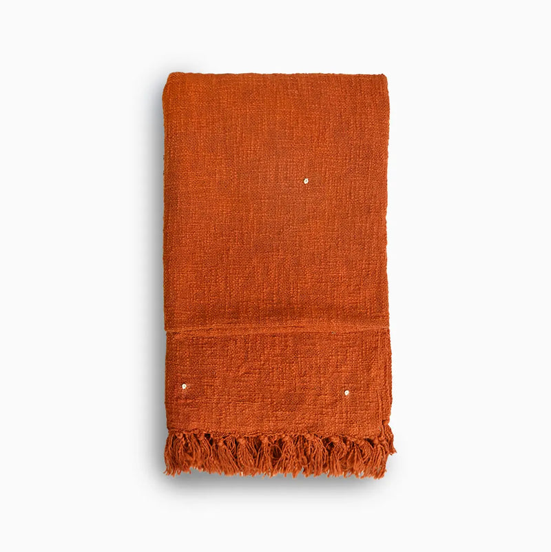 Rust Embroidered Throw