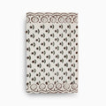 Hand block print table runner in white with rosewood floral buti pattern