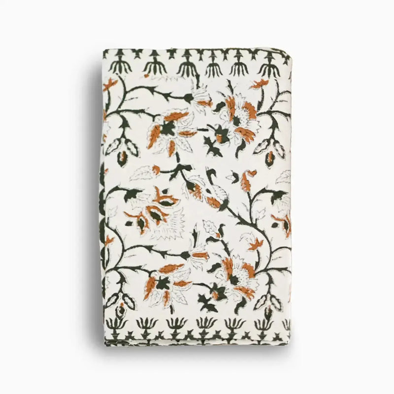 Hand Block Print Table Runner – White & Amber Gold Table Runners