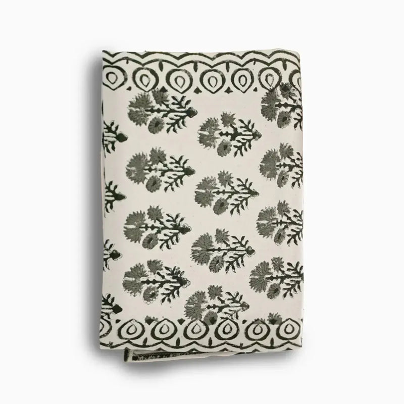 Hand Block Print Table Runner – White & Sage Green Table Runners