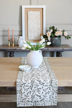 Hand Block Print Table Runner – White & Black Table Runners