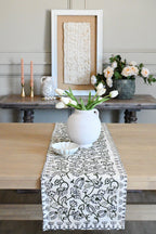 Hand Block Print Table Runner – White & Forest Green Table Runners