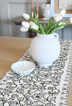 Hand Block Print Table Runner – White & Forest Green Table Runners